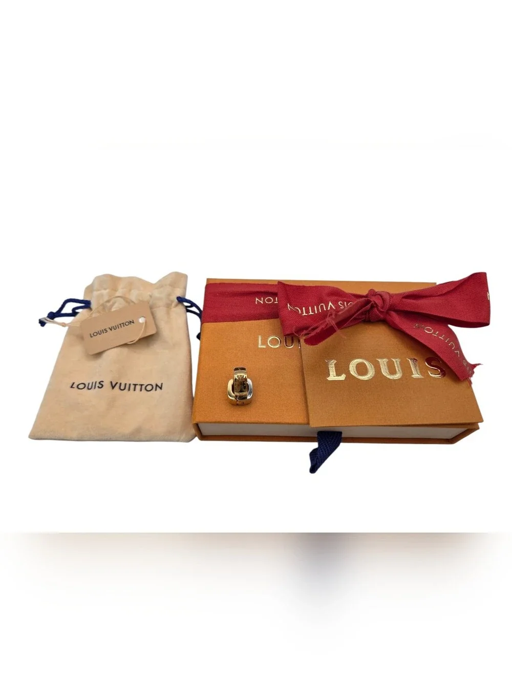 Louis Vuitton 2 Tone Nanogram Mini Hoop Earrings